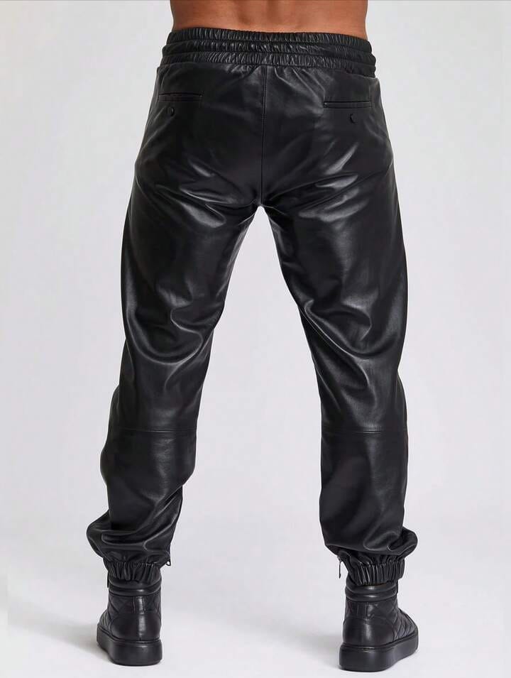 Men's Stylish Black PU Leather Trousers